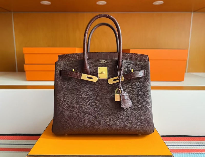 エルメス バーキンタッチ 25 HERMES バーキン25 タッチ ルージュセリエ トゴ/クロコダイル ゴールド金具 2627775 エルメス 新作バッグ - 画像 (5)