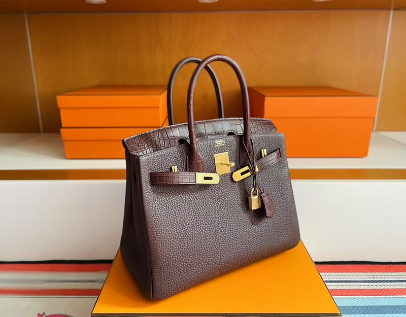エルメス バーキンタッチ 25 HERMES バーキン25 タッチ ルージュセリエ トゴ/クロコダイル ゴールド金具 2627775 エルメス 新作バッグ - 画像 (2)