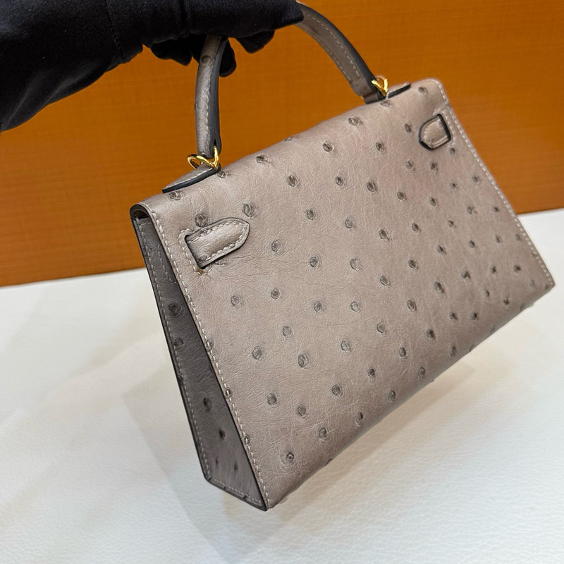 エルメス オーストリッチ 定価 HERMES ケリーミニ2 外縫い グリアスファルト オーストリッチ ゴールド金具 2627788 エルメス 新作バッグ - 画像 (8)