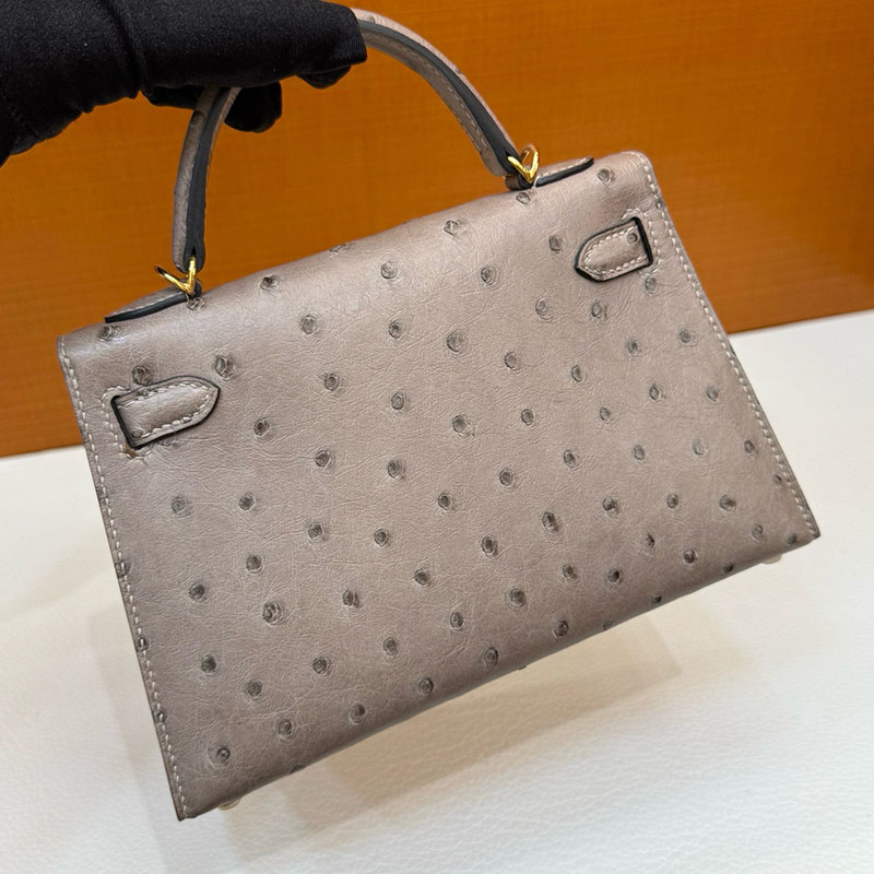 エルメス オーストリッチ 定価 HERMES ケリーミニ2 外縫い グリアスファルト オーストリッチ ゴールド金具 2627788 エルメス 新作バッグ - 画像 (7)