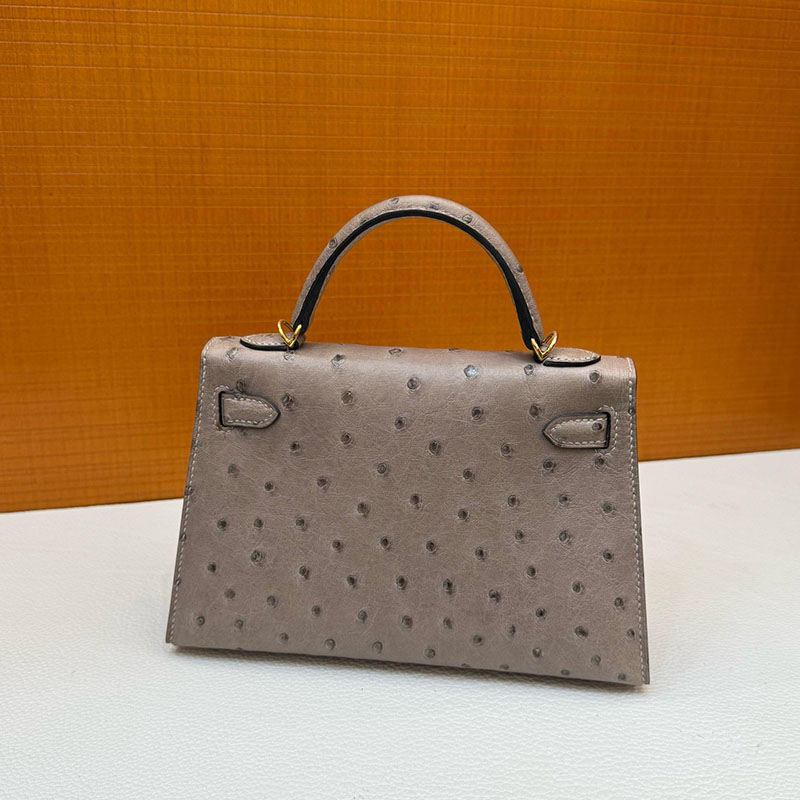 エルメス オーストリッチ 定価 HERMES ケリーミニ2 外縫い グリアスファルト オーストリッチ ゴールド金具 2627788 エルメス 新作バッグ - 画像 (5)