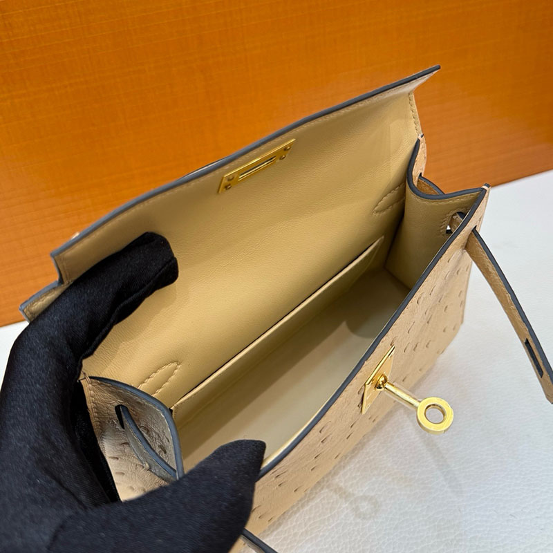 エルメス オーストリッチ バッグ HERMES ケリーミニ2 外縫い ムース オーストリッチ ゴールド金具 2627793 エルメス 新作バッグ - 画像 (11)