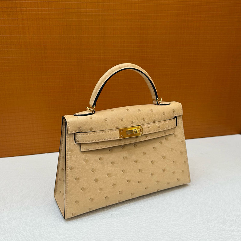 エルメス オーストリッチ バッグ HERMES ケリーミニ2 外縫い ムース オーストリッチ ゴールド金具 2627793 エルメス 新作バッグ - 画像 (10)