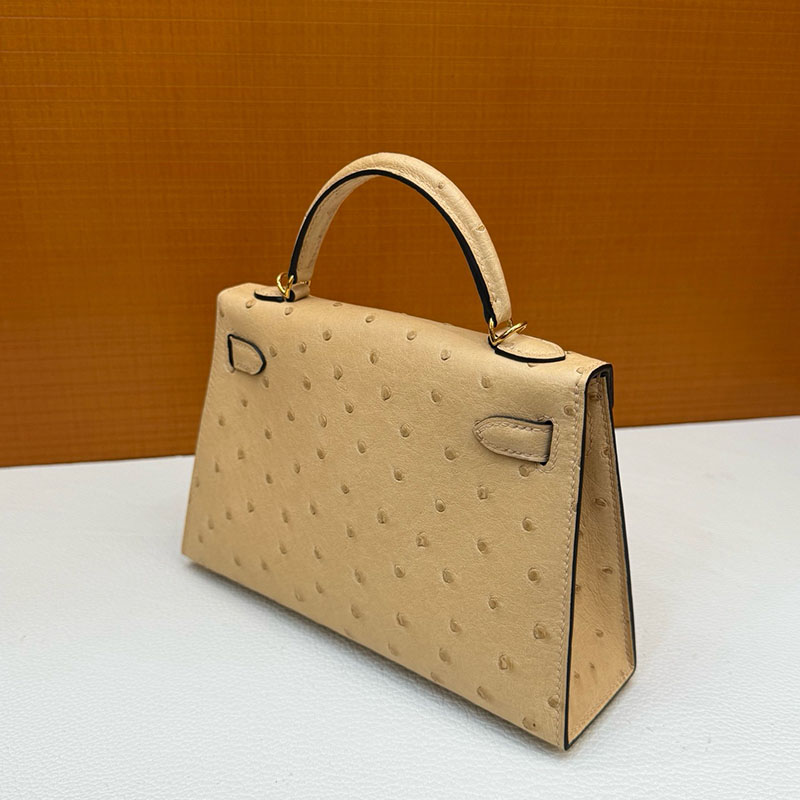 エルメス オーストリッチ バッグ HERMES ケリーミニ2 外縫い ムース オーストリッチ ゴールド金具 2627793 エルメス 新作バッグ - 画像 (9)