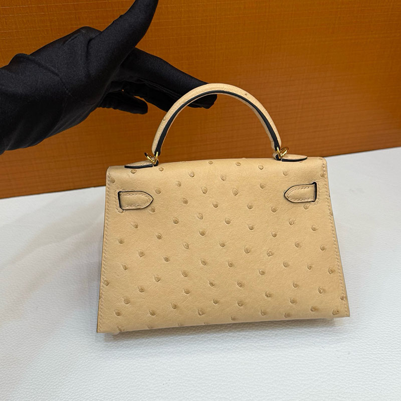 エルメス オーストリッチ バッグ HERMES ケリーミニ2 外縫い ムース オーストリッチ ゴールド金具 2627793 エルメス 新作バッグ - 画像 (8)