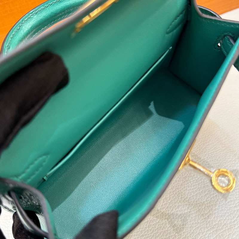 エルメス オーストリッチ ケリー HERMES ケリーミニ2 外縫い ヴェールジェイド オーストリッチ ゴールド金具 2627794 エルメス 新作バッグ - 画像 (6)