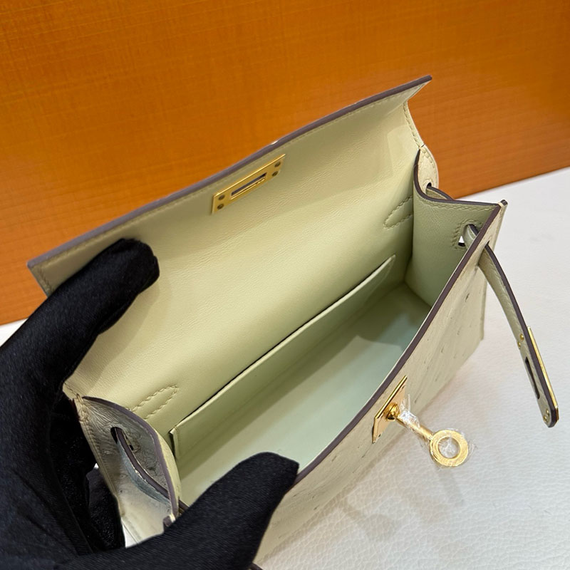 ミニケリー 値段 HERMES ケリーミニ2 外縫い パーシュマン オーストリッチ ゴールド金具 2627796 エルメス 新作バッグ - 画像 (7)