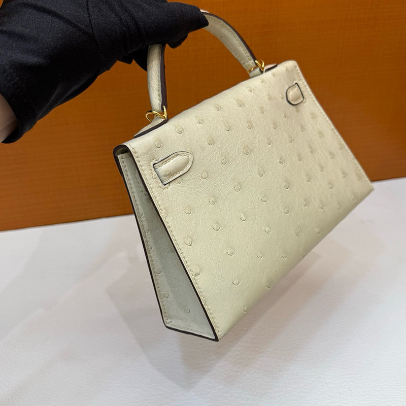 ミニケリー 値段 HERMES ケリーミニ2 外縫い パーシュマン オーストリッチ ゴールド金具 2627796 エルメス 新作バッグ - 画像 (6)