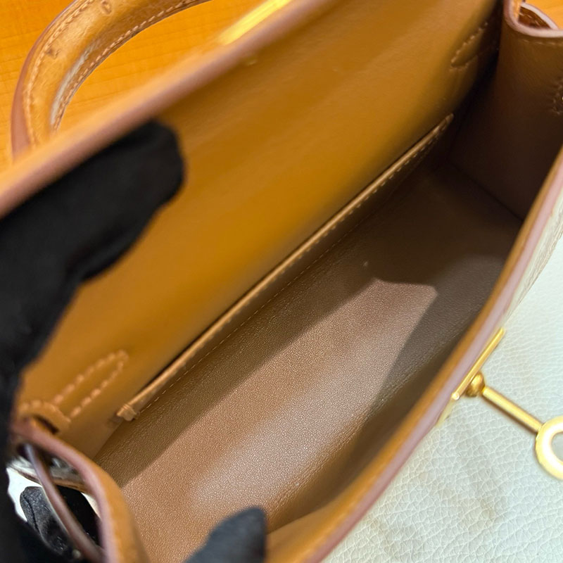 エルメス ミニケリー 定価 HERMES ケリーミニ2 外縫い ゴールド オーストリッチ ゴールド金具 2627797 エルメス 新作バッグ - 画像 (8)