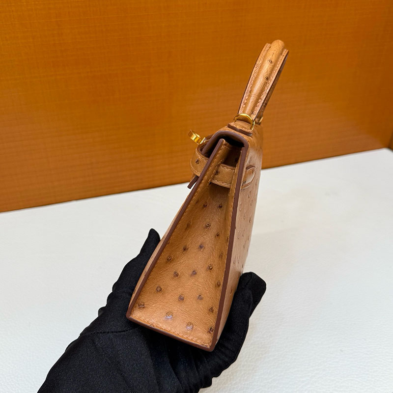 エルメス ミニケリー 定価 HERMES ケリーミニ2 外縫い ゴールド オーストリッチ ゴールド金具 2627797 エルメス 新作バッグ - 画像 (4)