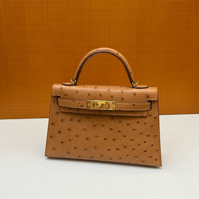 エルメス ミニケリー 定価 HERMES ケリーミニ2 外縫い ゴールド オーストリッチ ゴールド金具 2627797 エルメス 新作バッグ - 画像 (3)