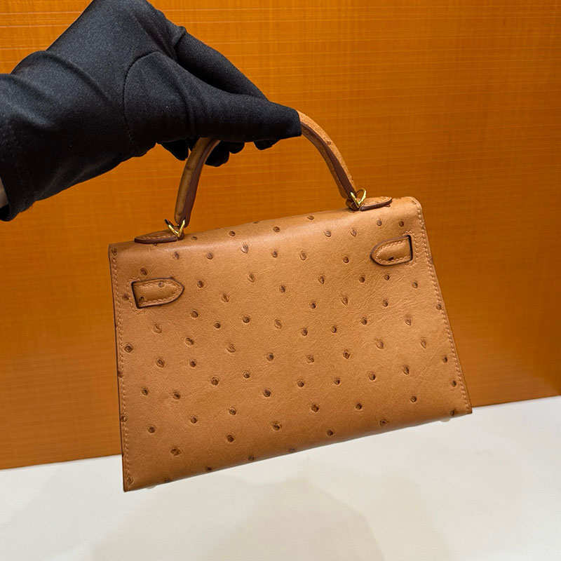 エルメス ミニケリー 定価 HERMES ケリーミニ2 外縫い ゴールド オーストリッチ ゴールド金具 2627797 エルメス 新作バッグ - 画像 (2)