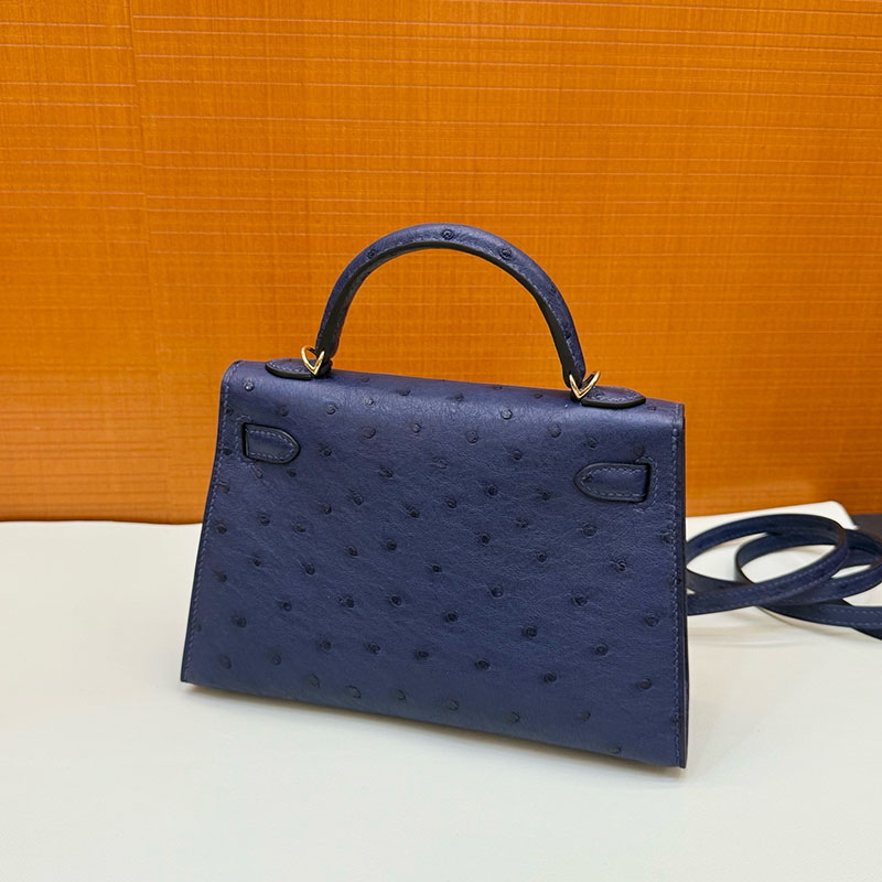 エルメス ミニバッグ HERMES ケリーミニ2 外縫い ブルーサフィール オーストリッチ ゴールド金具 2627798 エルメス 新作バッグ - 画像 (7)