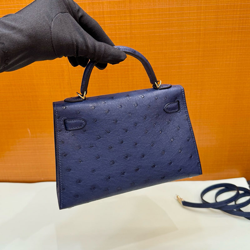 エルメス ミニバッグ HERMES ケリーミニ2 外縫い ブルーサフィール オーストリッチ ゴールド金具 2627798 エルメス 新作バッグ - 画像 (2)