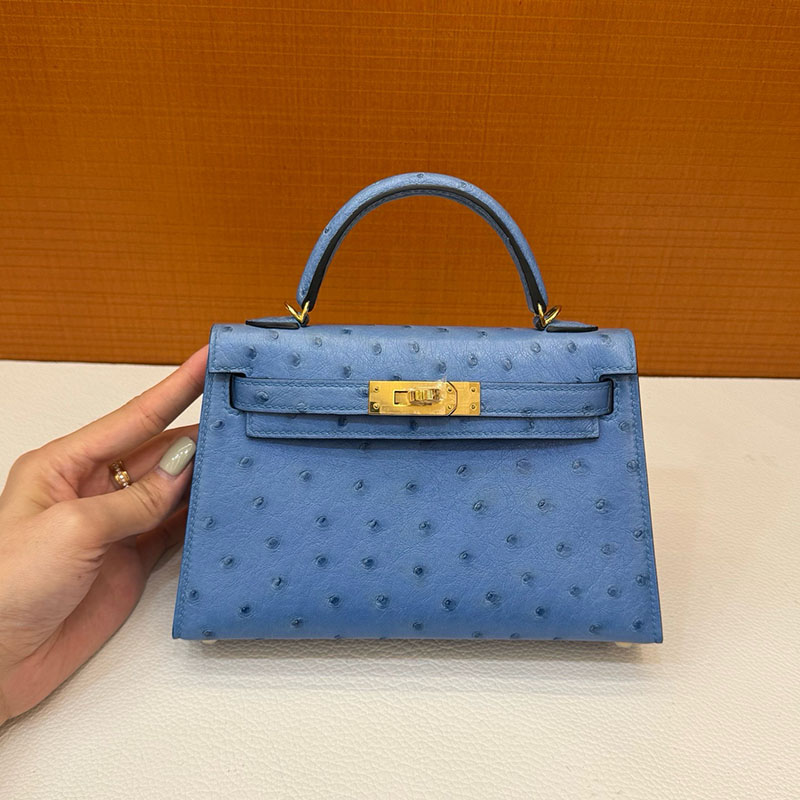ミニバッグ ブランド お手頃 20代 HERMES ケリーミニ2 外縫い ミコノス オーストリッチ ゴールド金具 2627802 エルメス 新作バッグ - 画像 (2)
