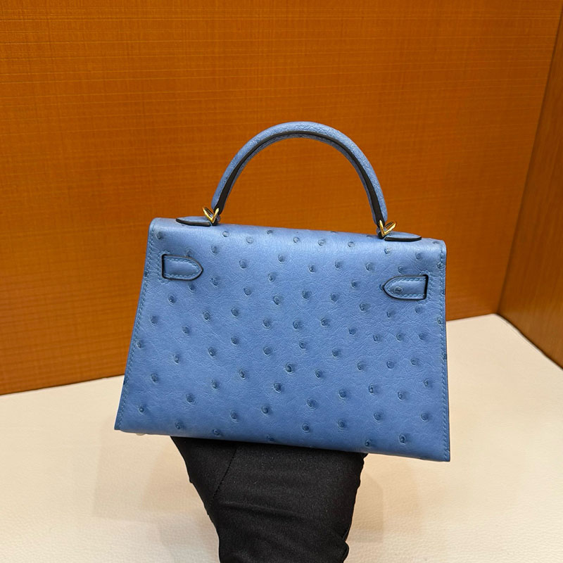 ミニバッグ ブランド お手頃 20代 HERMES ケリーミニ2 外縫い ミコノス オーストリッチ ゴールド金具 2627802 エルメス 新作バッグ - 画像 (10)
