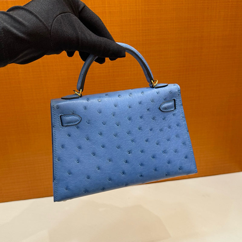 ミニバッグ ブランド お手頃 20代 HERMES ケリーミニ2 外縫い ミコノス オーストリッチ ゴールド金具 2627802 エルメス 新作バッグ - 画像 (8)