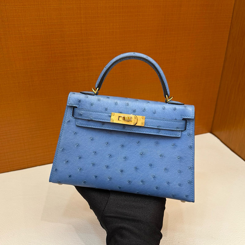 ミニバッグ ブランド お手頃 20代 HERMES ケリーミニ2 外縫い ミコノス オーストリッチ ゴールド金具 2627802 エルメス 新作バッグ - 画像 (7)