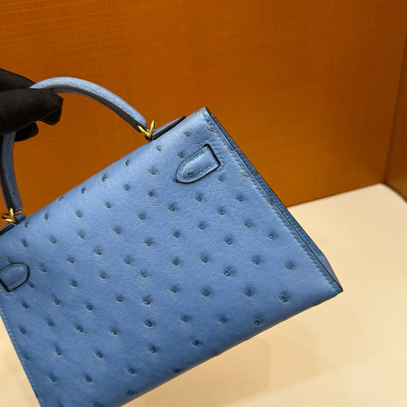 ミニバッグ ブランド お手頃 20代 HERMES ケリーミニ2 外縫い ミコノス オーストリッチ ゴールド金具 2627802 エルメス 新作バッグ - 画像 (4)
