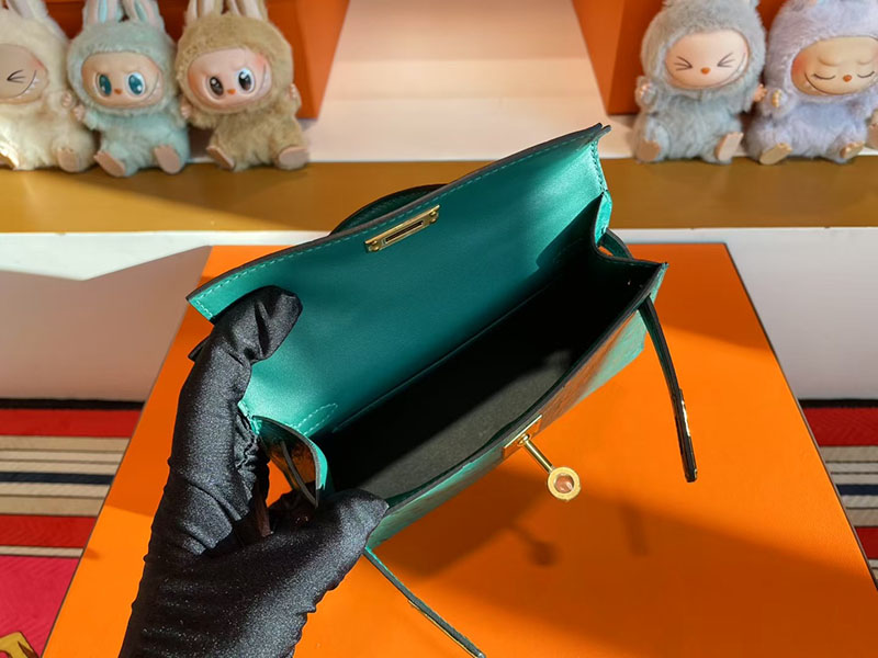 レディース ミニバッグ ブランド お手頃 HERMES ケリーミニ2 外縫い ヴェールヴェルティゴ オーストリッチ ゴールド金具 2627805 エルメス 新作バッグ - 画像 (6)