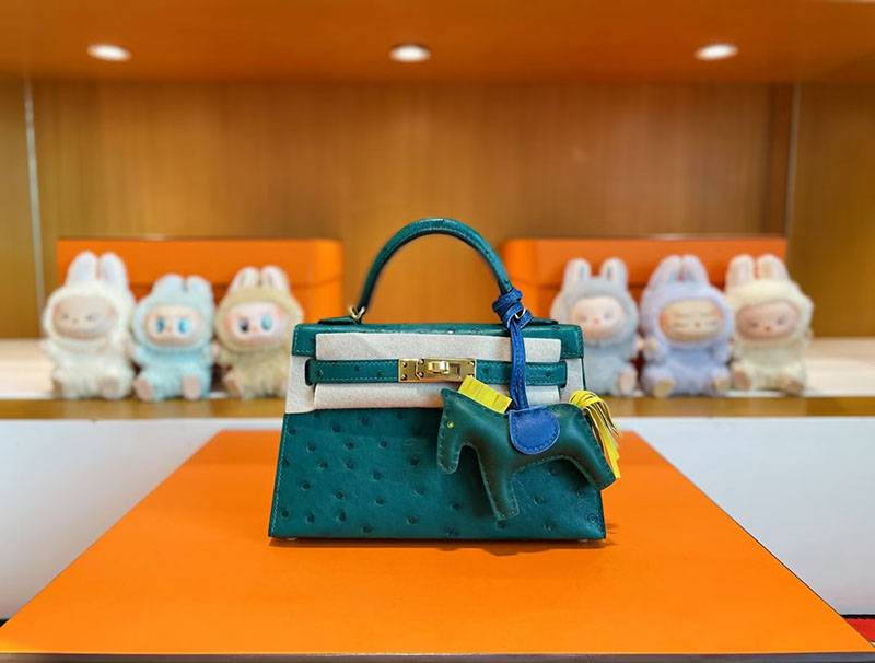 レディース ミニバッグ ブランド お手頃 HERMES ケリーミニ2 外縫い ヴェールヴェルティゴ オーストリッチ ゴールド金具 2627805 エルメス 新作バッグ - 画像 (4)