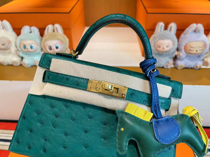 レディース ミニバッグ ブランド お手頃 HERMES ケリーミニ2 外縫い ヴェールヴェルティゴ オーストリッチ ゴールド金具 2627805 エルメス 新作バッグ - 画像 (2)
