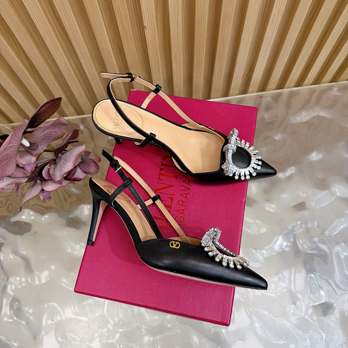 ヴァレンティノ 靴 シューズ レディース VALENTINO 80mm レザースクエアビジューパンプス 2628215 ヴァレンティノ パンプス 黒 - 画像 (7)