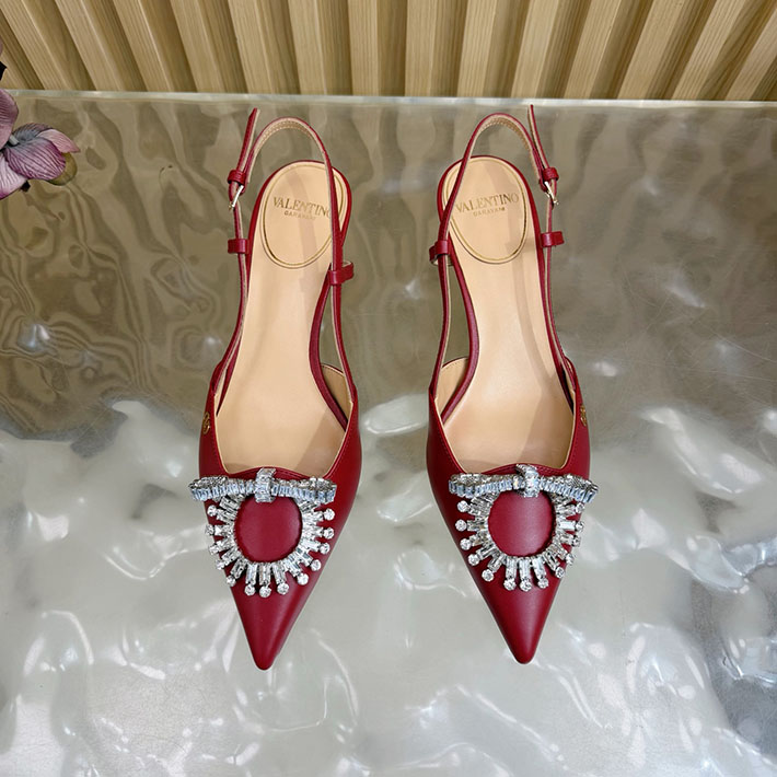 ヴァレンティノ 靴 シューズ レディース VALENTINO 40mm レザースクエアビジューパンプス 2628219 ヴァレンティノ パンプス 赤 - 画像 (4)
