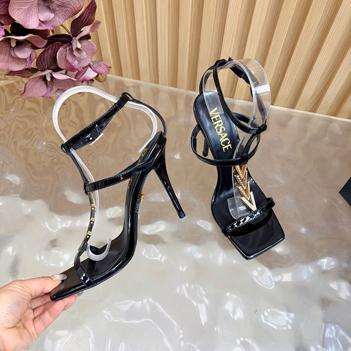最高級ヴェルサーチェスーパーコピー VERSACE V2025 105mm チェーン サンダル カーフレザー 2628225 ヴェルサーチ サンダル レディース - 画像 (5)