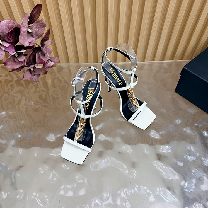 最高級ヴェルサーチェスーパーコピー VERSACE V2025 105mm チェーン サンダル カーフレザー 2628226 ヴェルサーチ 靴 レディース - 画像 (6)