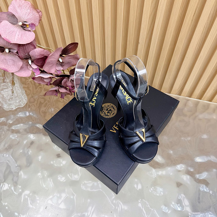 最高級ヴェルサーチェスーパーコピー VERSACE レターV レザーサンダル 120 mm 2628235 ヴェルサーチ サンダル レディース - 画像 (7)