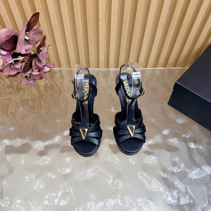 最高級ヴェルサーチェスーパーコピー VERSACE レターV レザーサンダル 120 mm 2628235 ヴェルサーチ サンダル レディース - 画像 (6)