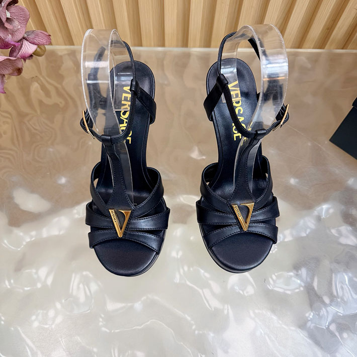 最高級ヴェルサーチェスーパーコピー VERSACE レターV レザーサンダル 120 mm 2628235 ヴェルサーチ サンダル レディース - 画像 (5)