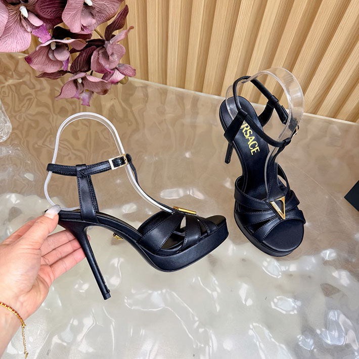最高級ヴェルサーチェスーパーコピー VERSACE レターV レザーサンダル 120 mm 2628235 ヴェルサーチ サンダル レディース - 画像 (2)