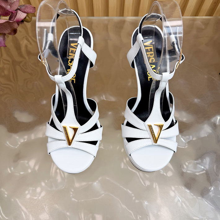 最高級ヴェルサーチェスーパーコピー VERSACE レターV レザーサンダル 120 mm 2628236 ヴェルサーチ 靴 レディース - 画像 (5)