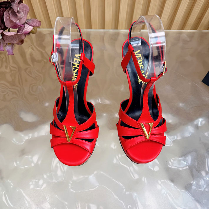 最高級ヴェルサーチェスーパーコピー VERSACE レターV レザーサンダル 120 mm 2628238 ヴェルサーチ ヒール - 画像 (5)