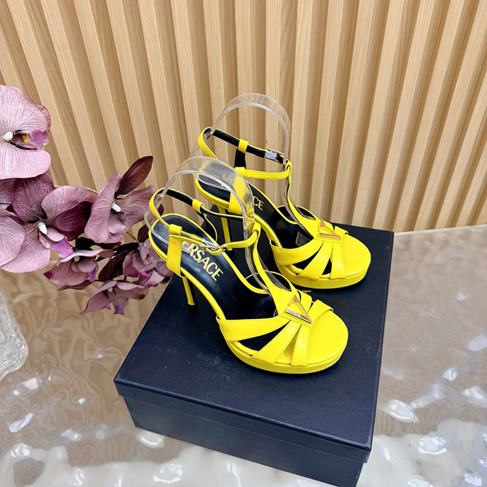 最高級ヴェルサーチェスーパーコピー VERSACE レターV レザーサンダル 120 mm 2628239 サンダル ブランド 高級 レディース - 画像 (9)