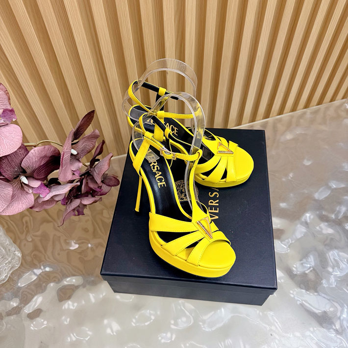 最高級ヴェルサーチェスーパーコピー VERSACE レターV レザーサンダル 120 mm 2628239 サンダル ブランド 高級 レディース - 画像 (8)