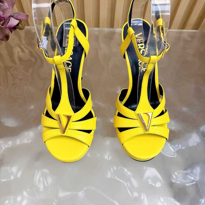 最高級ヴェルサーチェスーパーコピー VERSACE レターV レザーサンダル 120 mm 2628239 サンダル ブランド 高級 レディース - 画像 (5)