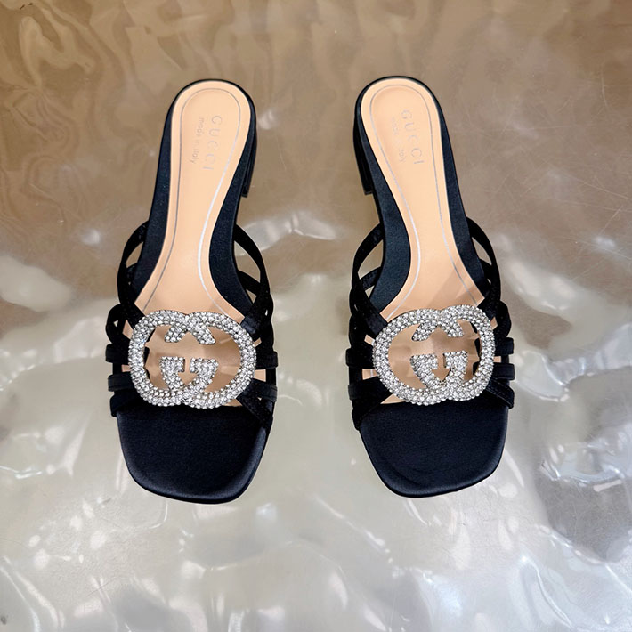 グッチ直営アウトレット店 GUCCI クリスタル インターロッキングG付き スライドサンダル 2628281 グッチ サンダル レディース - 画像 (5)