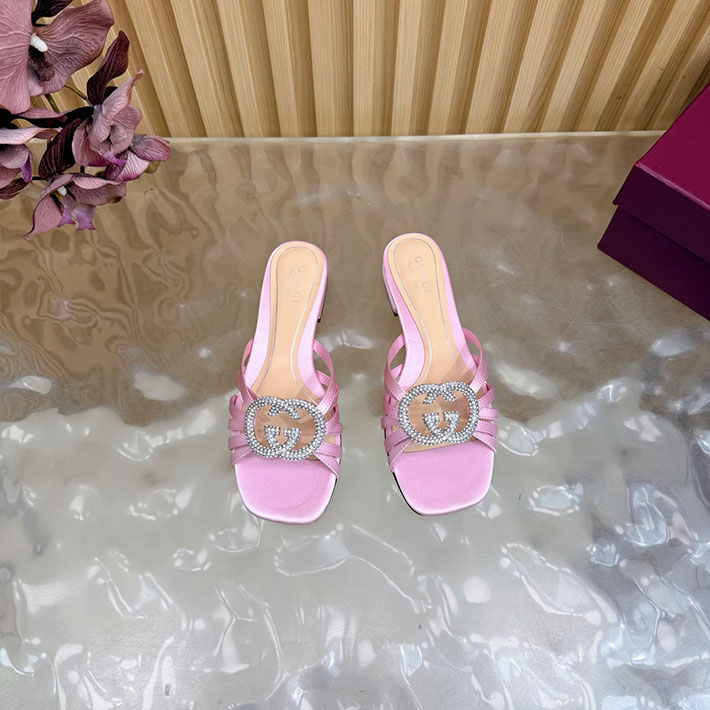 グッチ直営アウトレット店 GUCCI クリスタル インターロッキングG付き スライドサンダル 2628284 グッチ 靴 レディース - 画像 (5)