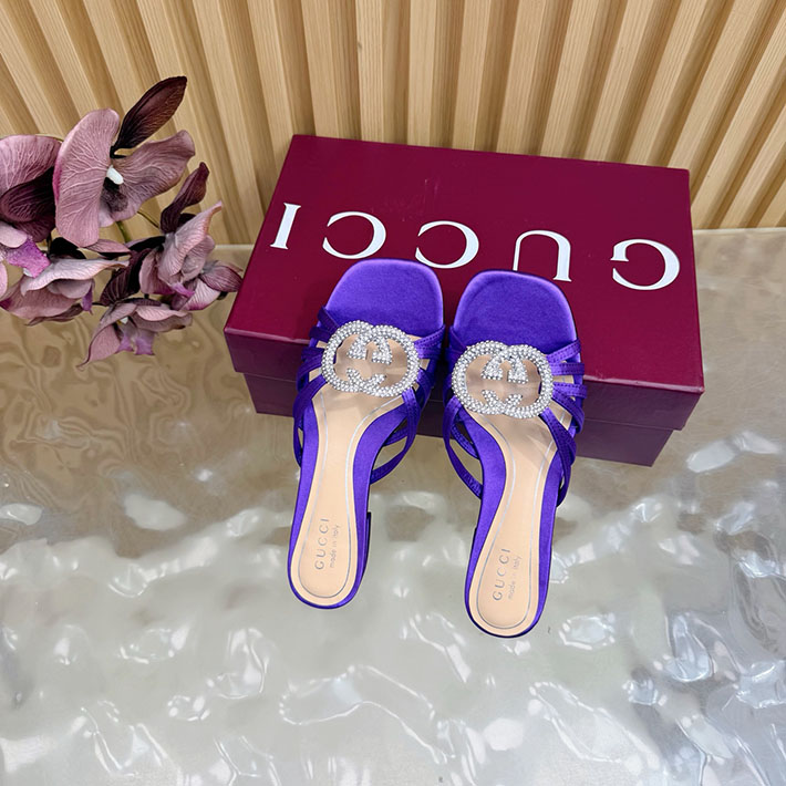 グッチ直営アウトレット店 GUCCI クリスタル インターロッキングG付き スライドサンダル 2628285 グッチ 靴 アウトレット - 画像 (5)