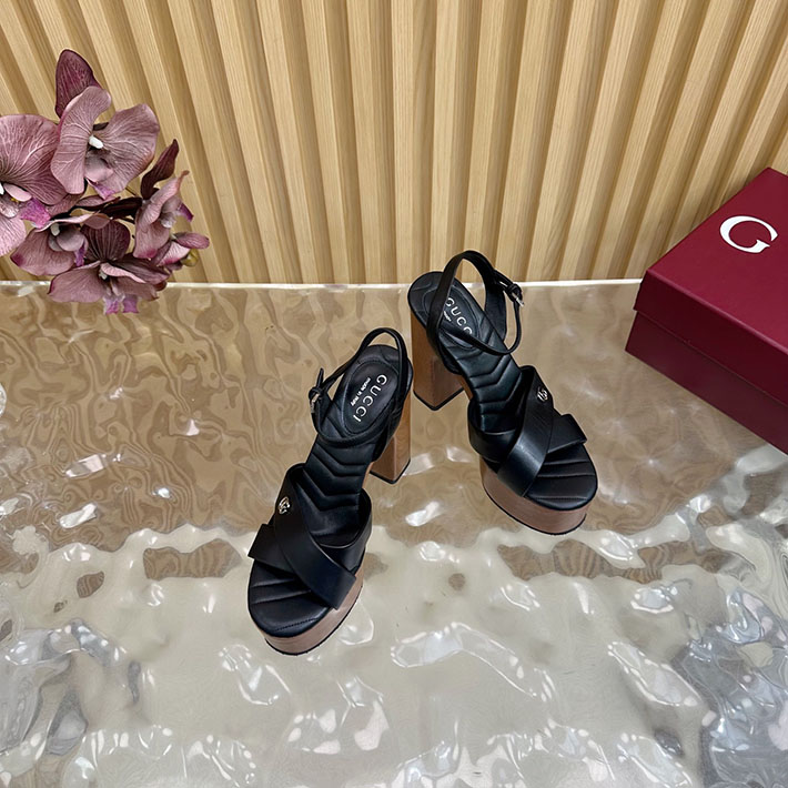グッチ直営アウトレット店 GUCCI 50mm ダブルG レザー プラットフォームサンダル 2628291 グッチ サンダル アウトレット - 画像 (3)