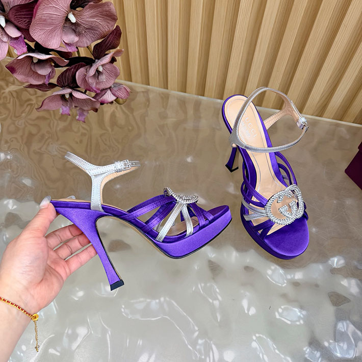 グッチ直営アウトレット店 GUCCI 105mm pump with crystal Interlocking G 2628306 グッチ サンダル 厚底 - 画像 (3)