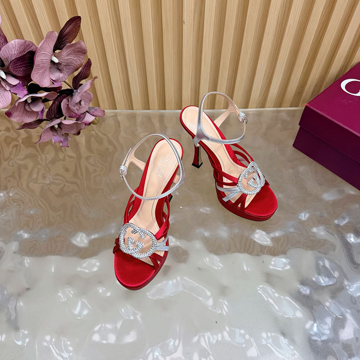 グッチ直営アウトレット店 GUCCI 105mm pump with crystal Interlocking G 2628309 サンダル ヒール 高め 歩きやすい - 画像 (5)