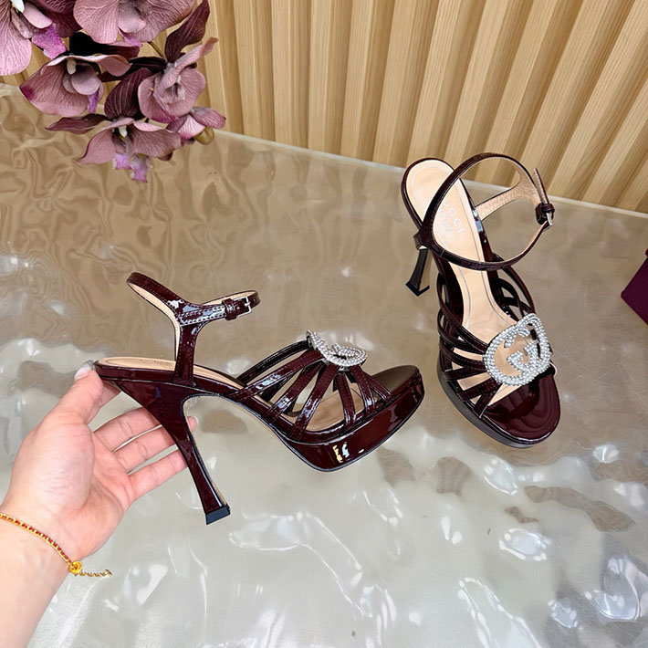 グッチ直営アウトレット店 GUCCI 105mm pump with crystal Interlocking G 2628310 ヒール サンダル 歩きやすい ブランド - 画像 (2)