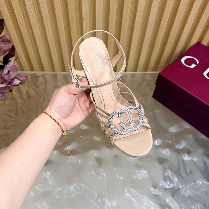 グッチ直営アウトレット店 GUCCI 105mm pump with crystal Interlocking G 2628311 サンダル ヒール 高め ブランド - 画像 (12)
