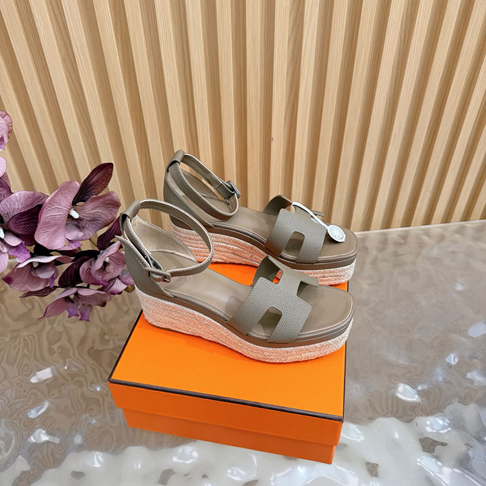 最高級エルメススーパーコピー HERMES エスパドリーユ エルダ 厚底 リゾート 靴 2628325 エルメス サンダル ヒール - 画像 (3)