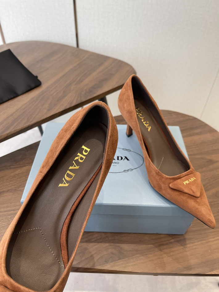 プラダ 靴 シューズ レディース 海外通販 PRADA 75mm バーガンディ スエード パンプス ブラウン 2628412 プラダ 靴 レディース - 画像 (7)