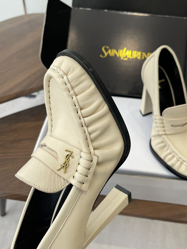 最高級サンローランスーパーコピー Saint Laurent 10cm ル ローファー パンプス イールスキン 2628441 ローファー レディース ブランド - 画像 (9)